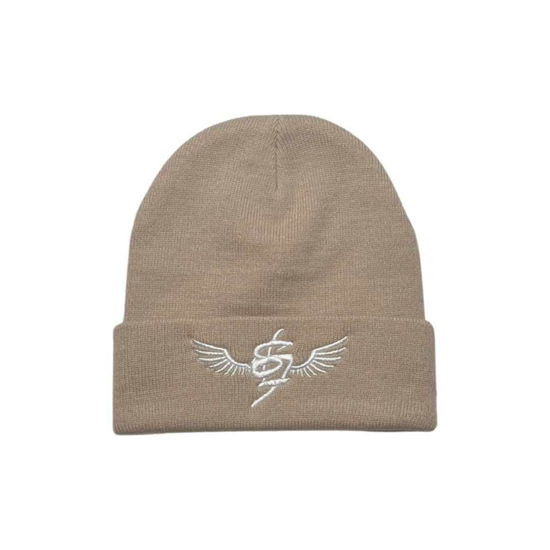 SF Beanie Tan, Grey, Red